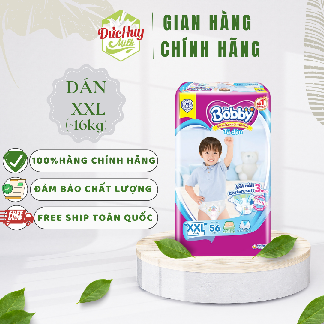 Tã dán bobby siêu thấm xxl56 trên 16kg