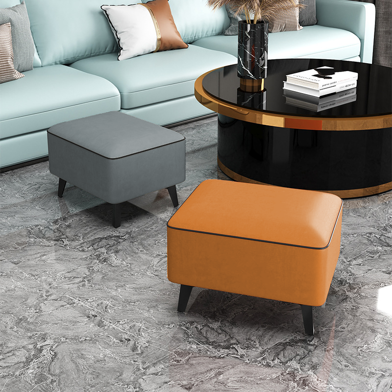 Ghế đôn bọc da hình chữ nhật ngồi sofa phòng khách - GC22