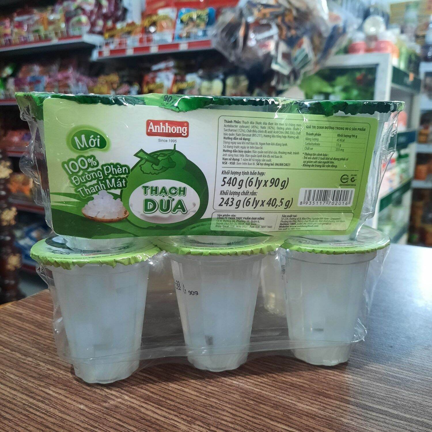 COMBO 12 Hủ THẠCH DỪA ÁNH HỒNG 100% Đường Phèn Thanh Mát hủ 90G