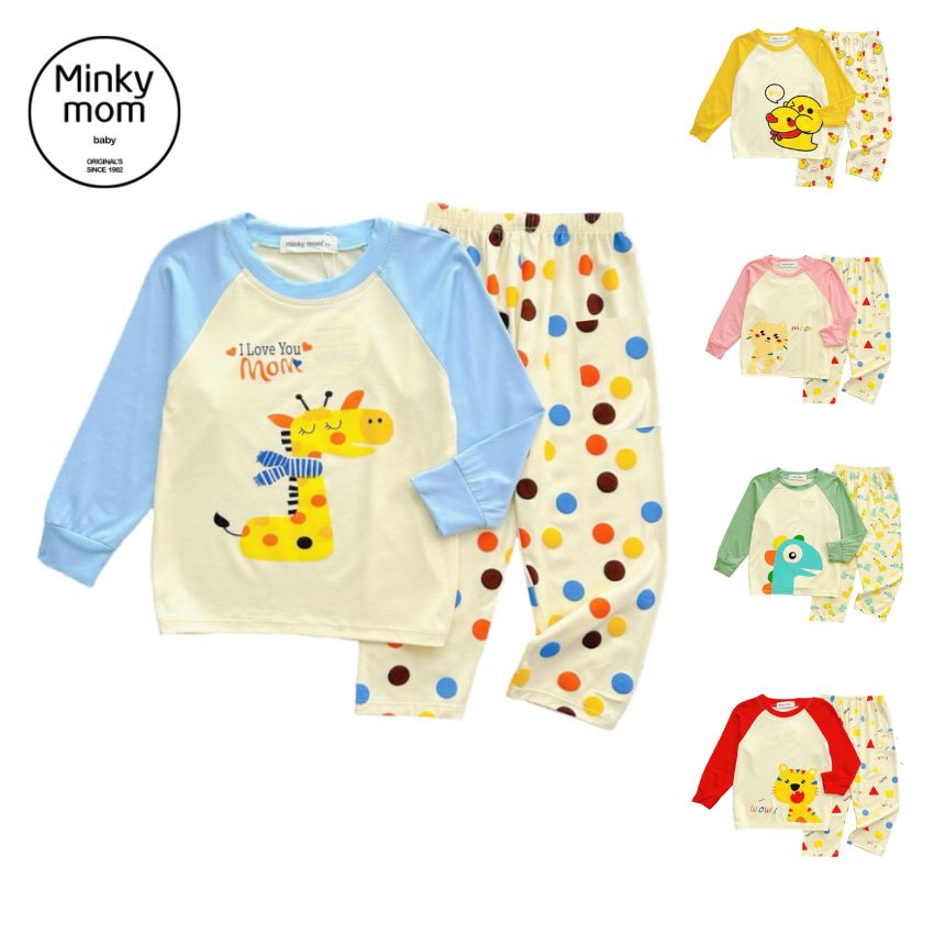 Bộ dài tay quần dáng suông thu lạnh Minky Mom cho bé gái 7- 28 kg TD-IN43B