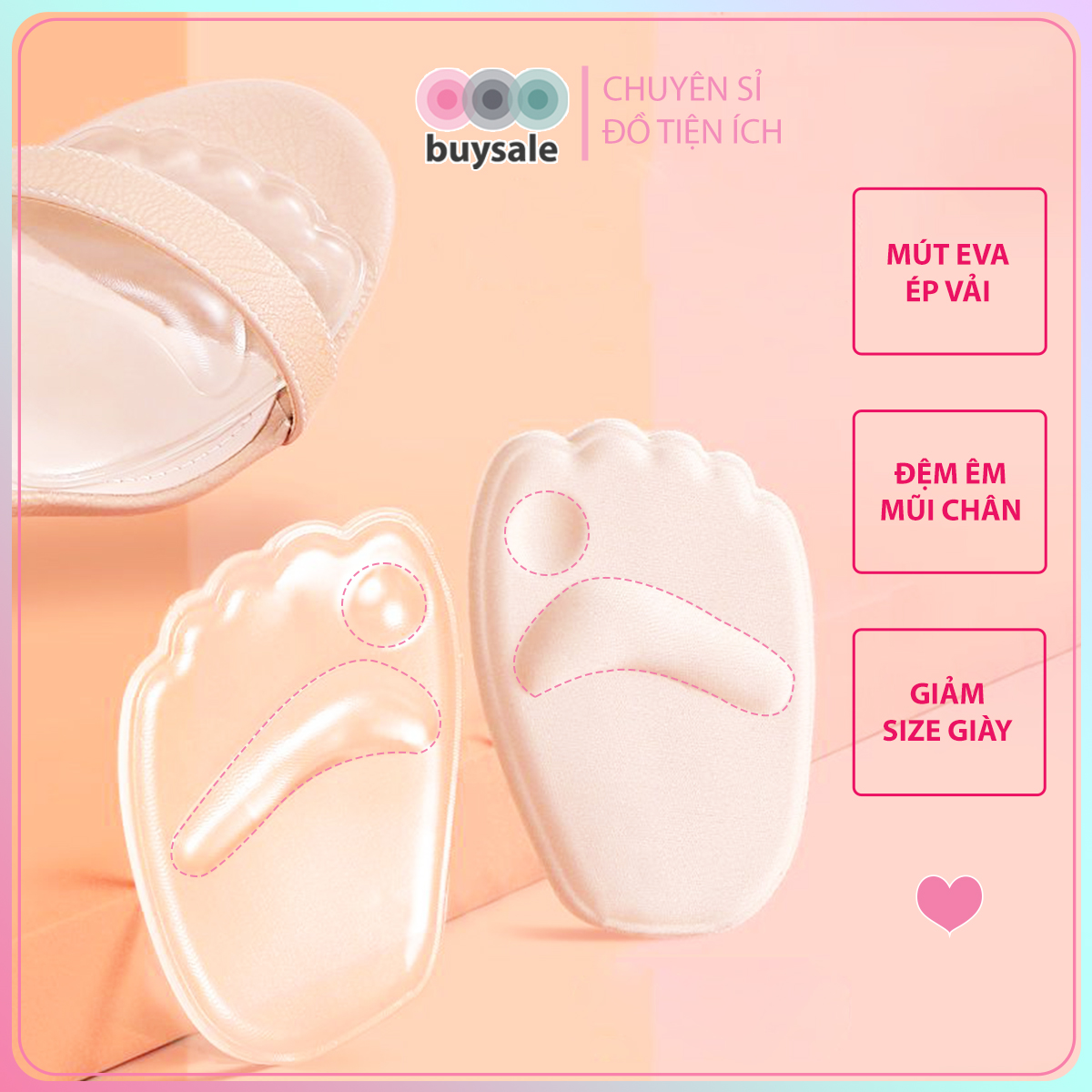 [HCM]Miếng lót mũi giày đa năng 4D chống đau ngón chân và hút mồ hôi khi mang giày - buysale - BSPK14