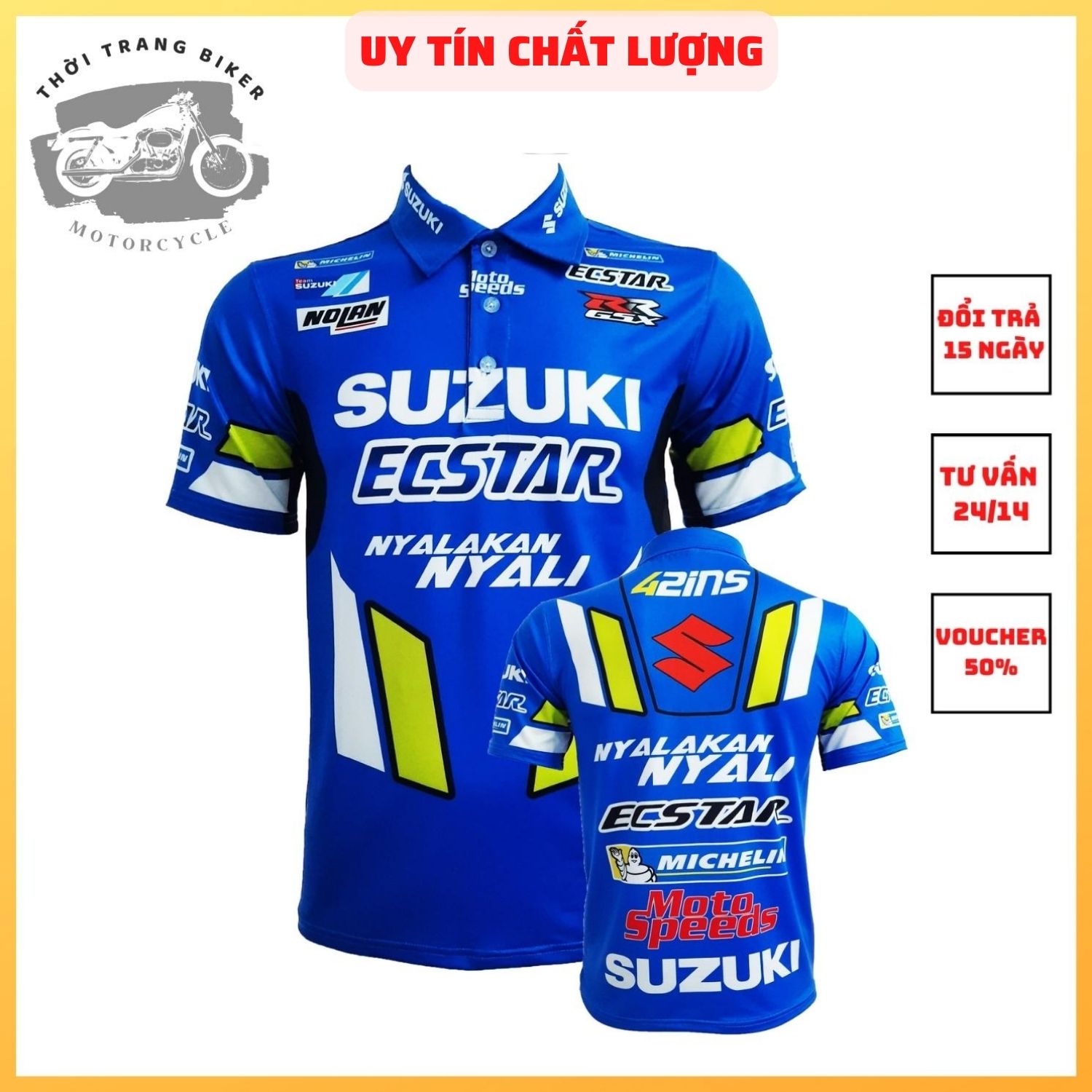Áo thun lạnh nam, phượt xe máy, racing boy SUZUKI