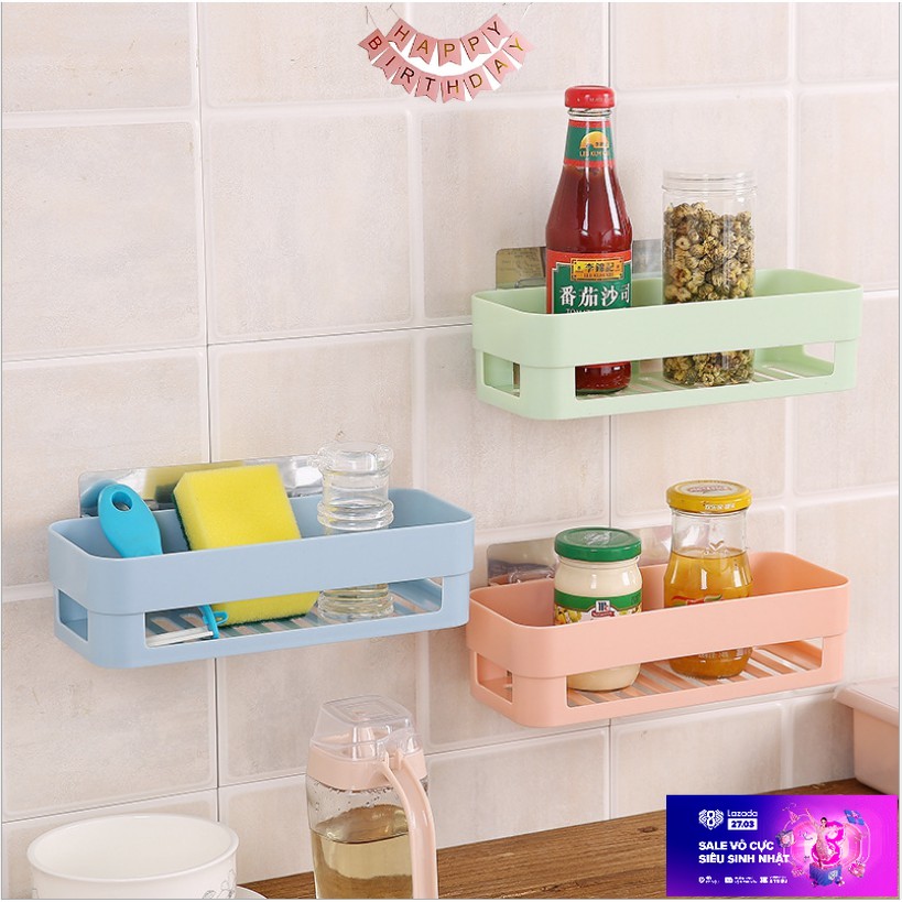 Kệ để đồ hình chữ nhật dán tường nhà tắm, nhà bếp