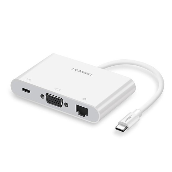 Cáp chuyển đổi đa chức năng usb tpe c sang vga + lan + usb 3.0 + usb 2.0 ugreen 30439 - hàng.
