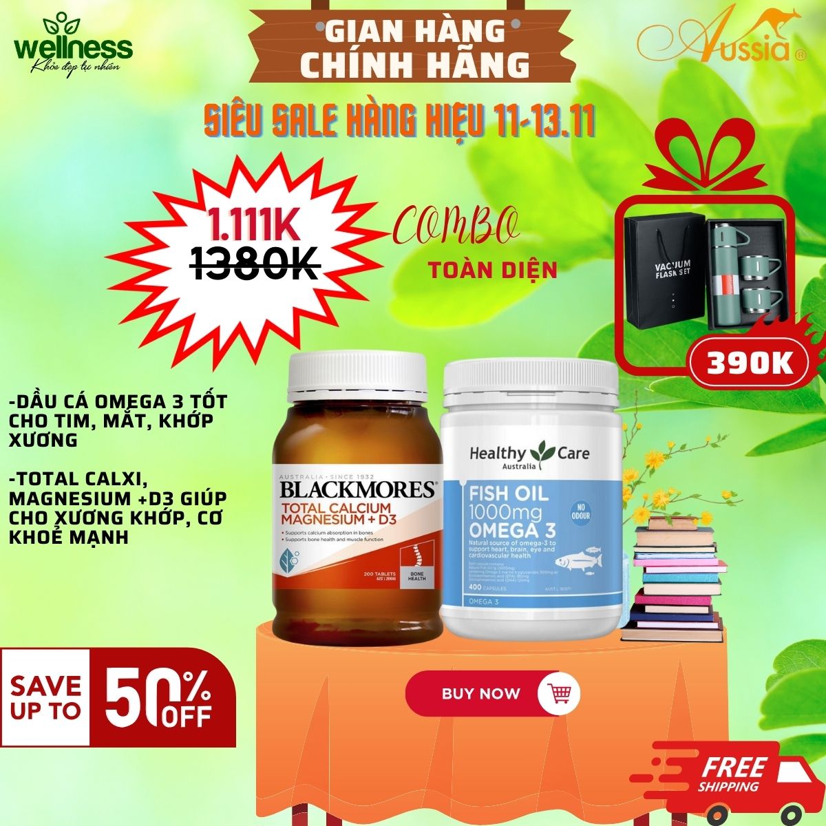 Combo toàn diện - tổng hợp Blackmores - dầu cá omega3