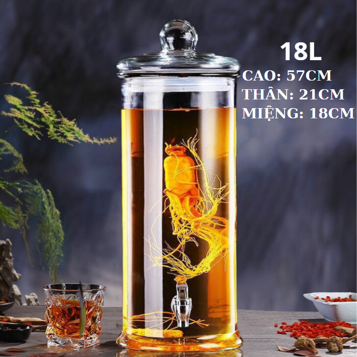 Bình ngâm dáng trụ trơn 18 lít - có van & không van