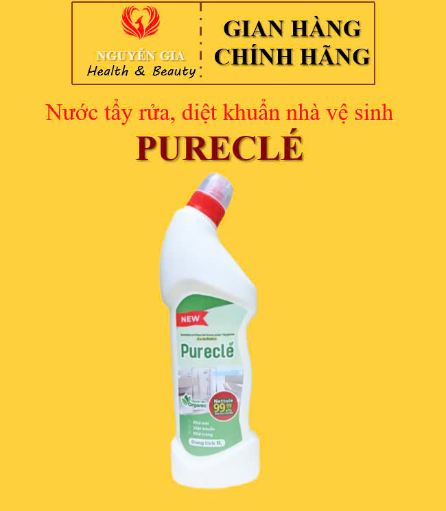 [1Lít] Nước tẩy rửa nhà vệ sinh thảo mộc hữu cơ organic Purecle diệt khuẩn, tẩy trắng, khử mùi, an toàn cho da sức khoẻ