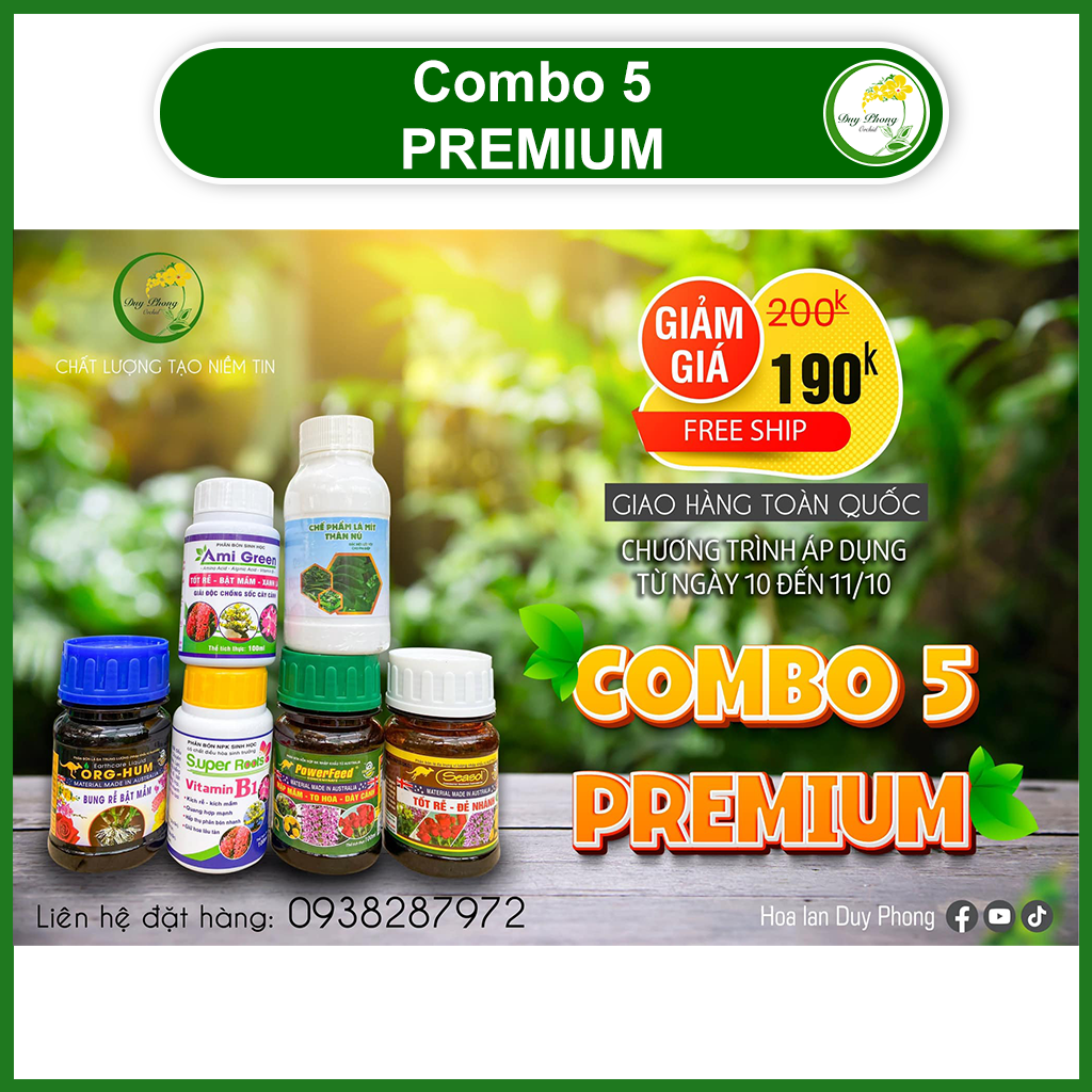 Combo 5 premium - phát triển rễ - mầm phát triển thân lá giải độc – dưỡng hoa