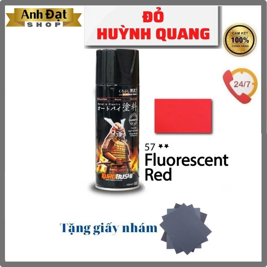 [SƠN SAMURAI] Màu đỏ huỳnh quang 57**, có khả năng kháng xăng (A92, A95), chống nứt nẻ 400ml - Anh Đạt Shop