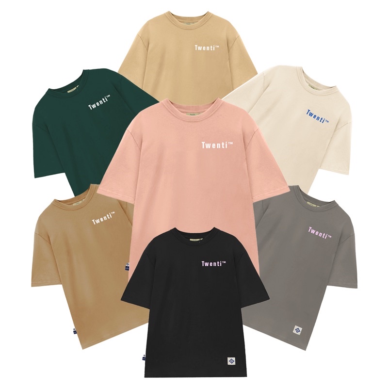 Áo thun twenti cotton form rộng chữ đơn giản