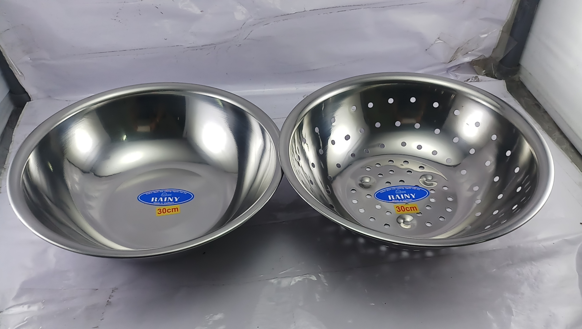 Bộ thau rổ inox 30 rainy