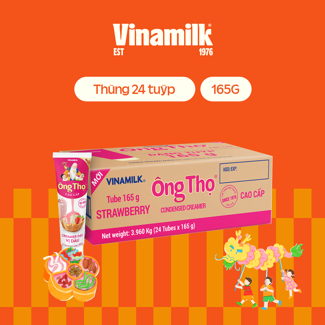 Thùng 24 tuýp sữa đặc có đường ông thọ dâu _ tuýp 165g