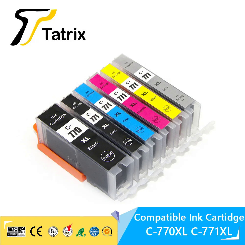 Tatrix PGI770 CLi771 PGI770XL pgi770 CLI771XL cli771 tương thích Hộp mực máy in cho Canon Pixma mg5770 mg6870 MG7770