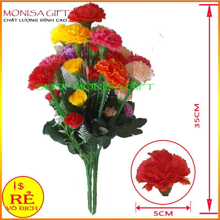 Hoa Giả Hoa Cẩm Chướng Monisa Gift - Hoa Giả Cao Cấp, Hoa Lụa Đẹp, Hoa Vải Trang Trí, Hoa Giả Đẹp