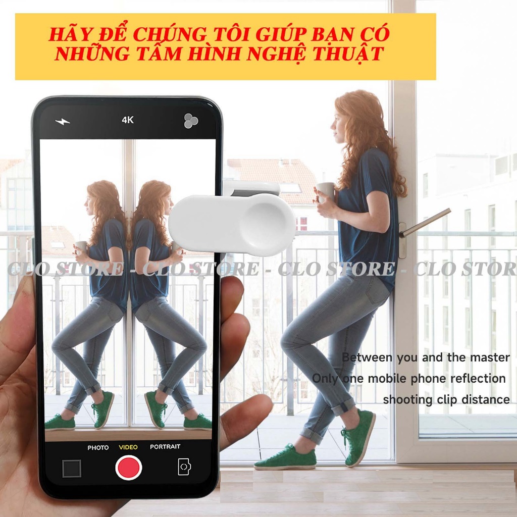 Gương phản chiếu kẹp điện thoại sống ảo, kẹp điện thoại gương phản chiếu.