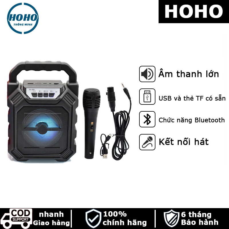 Loa Bluetooth Karaoke, Loa Bluetooth không dây, Loa di động - Kết nối Bluetooth 5.0 - Chất lượng âm thanh siêu chuẩn - Chất lượng cao