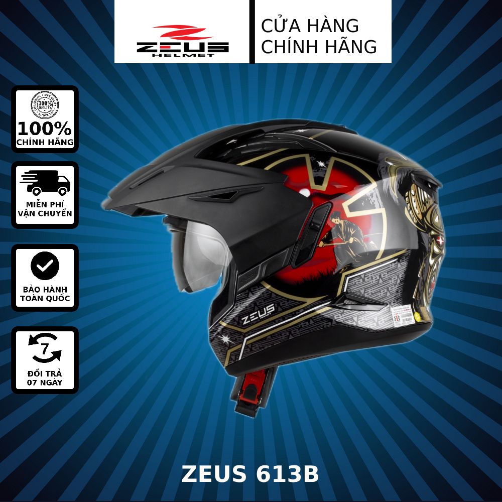 Zeus 613b - màu black samurai - mũ bảo hiểm
