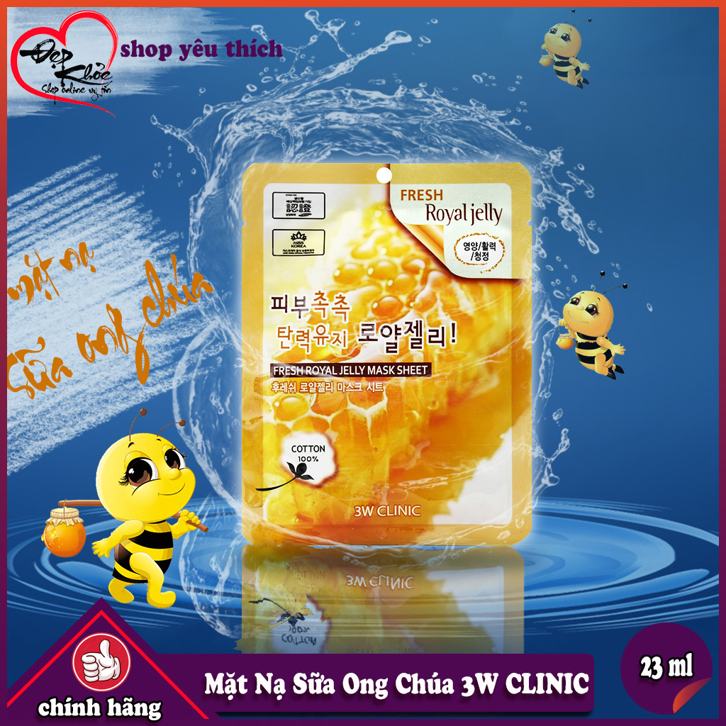 [HCM]Mặt Nạ Sữa Ong Chúa 3W CLINIC Hàn Quốc ( Combo 5 Miếng )