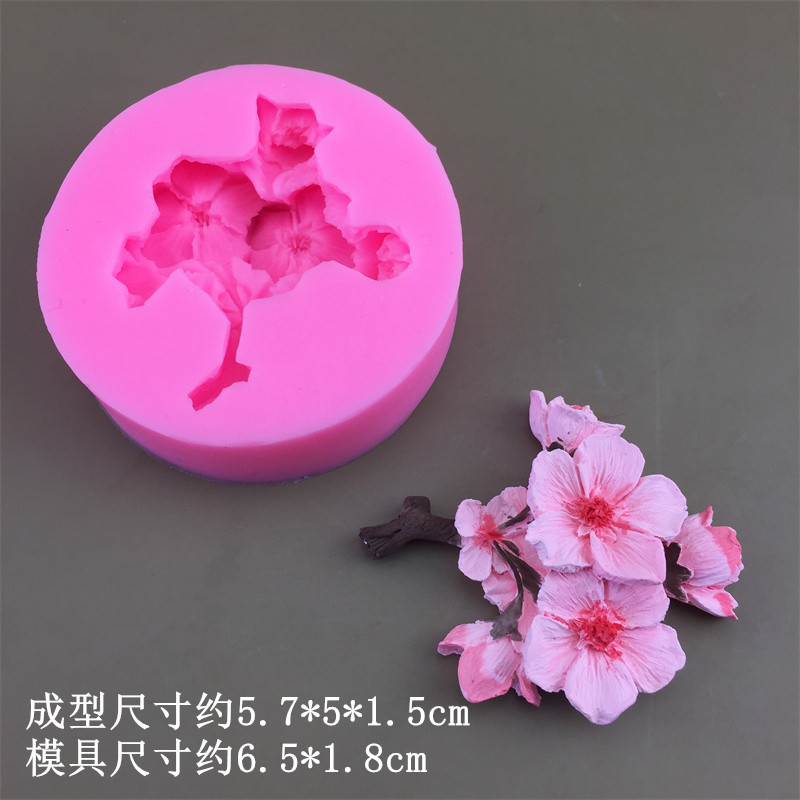 Khuôn silicon rau câu 4d chùm cành lá hoa đào