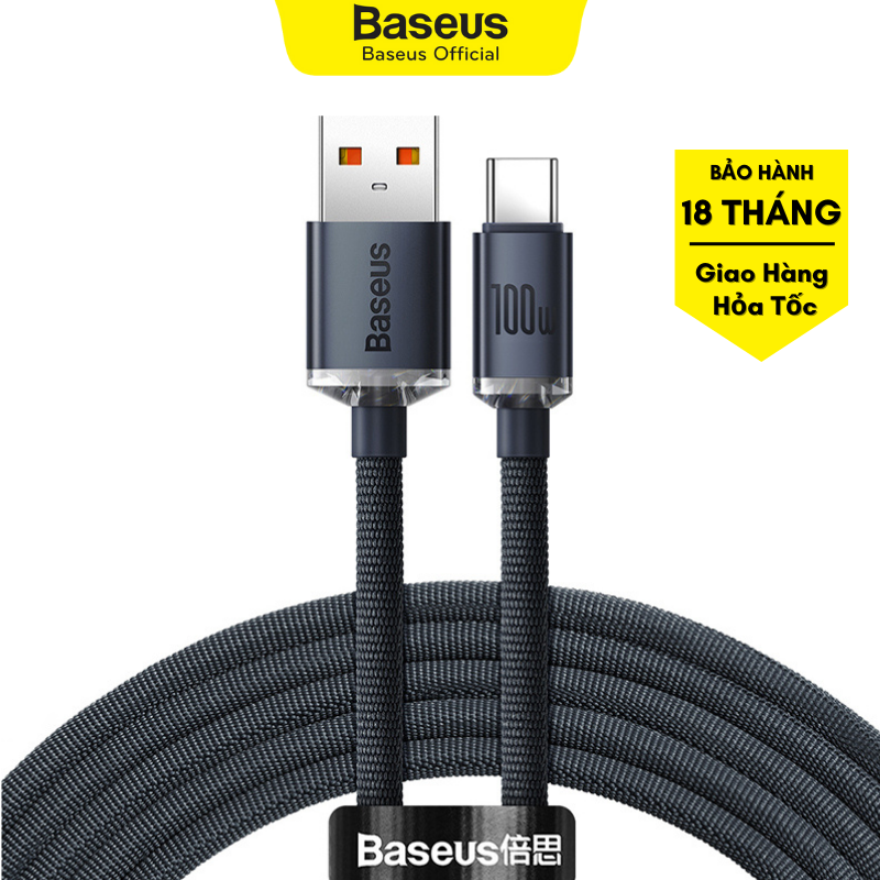 Cáp sạc nhanh baseus crystal shine series fast charging data cable usb to type c 100w 2m| baseus official bh 18 tháng