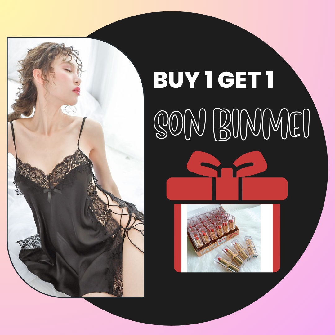[HCM - Tặng Son] Váy Ngủ Nữ, Váy Ngủ 2 Dây Lụa Satin Phối Ren Đan Dây Hông Quyến Rũ