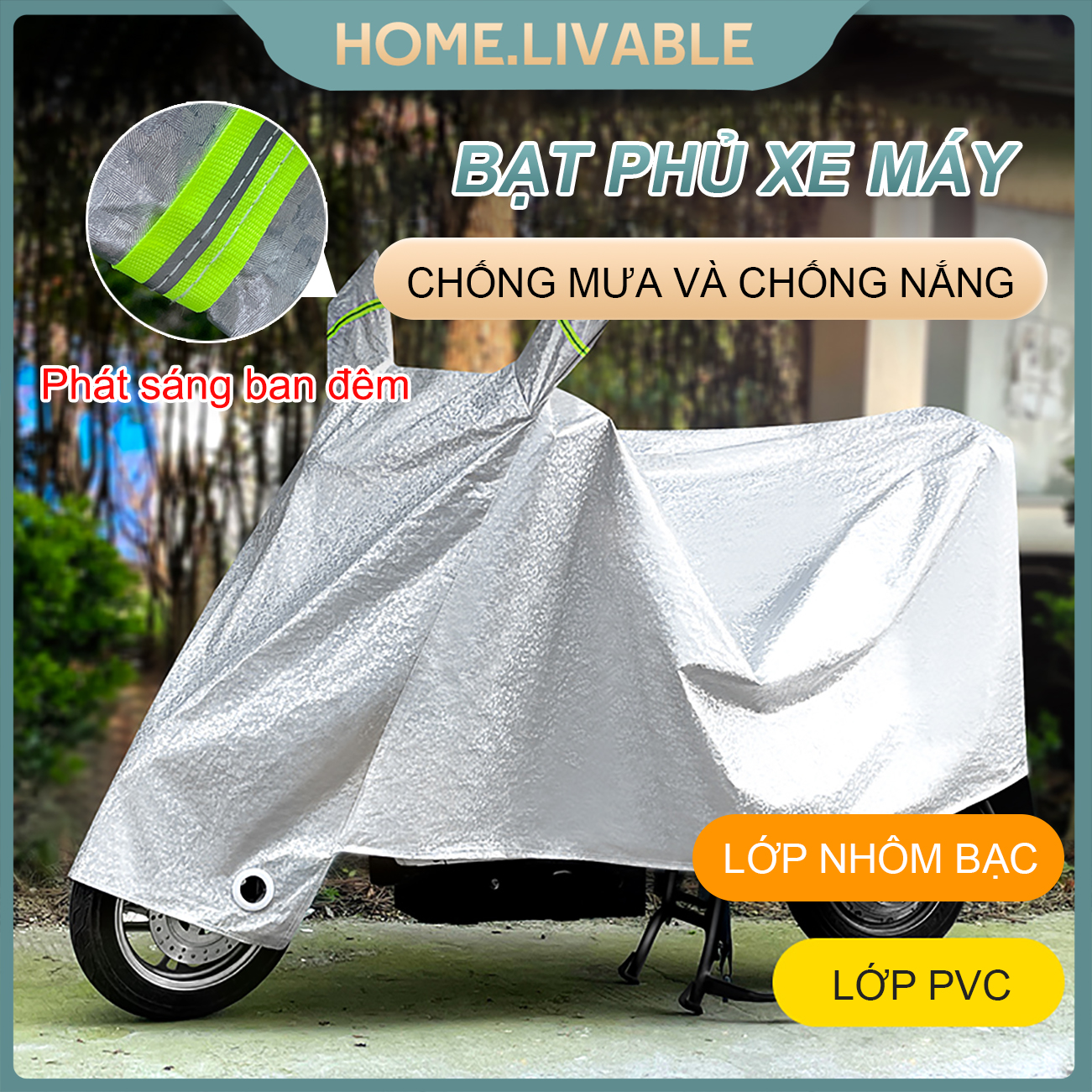Bạt phủ xe máy Bạt che xe máy Bạt che xe máy nắng mưa che xe máy nắng mưa Có Tai Trùm Gương Phát sáng ban đêm