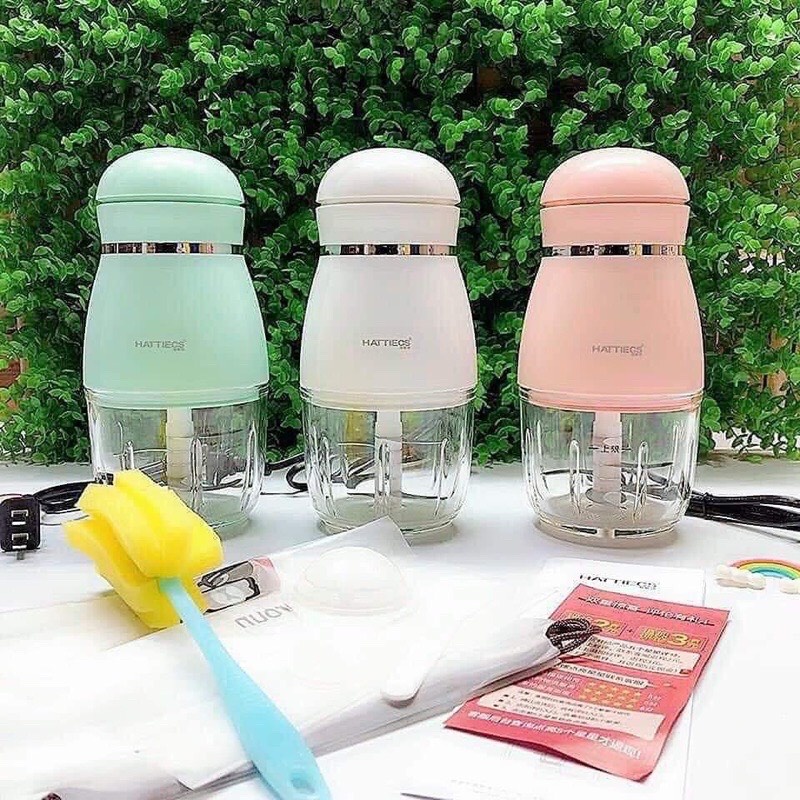 ( Bảo Hành 1 Năm ) Máy Xay Hattiecs 6 Lưỡi 0.3L Cối Thuỷ Tinh Máy Xay Cho Bé Ăn Dặm