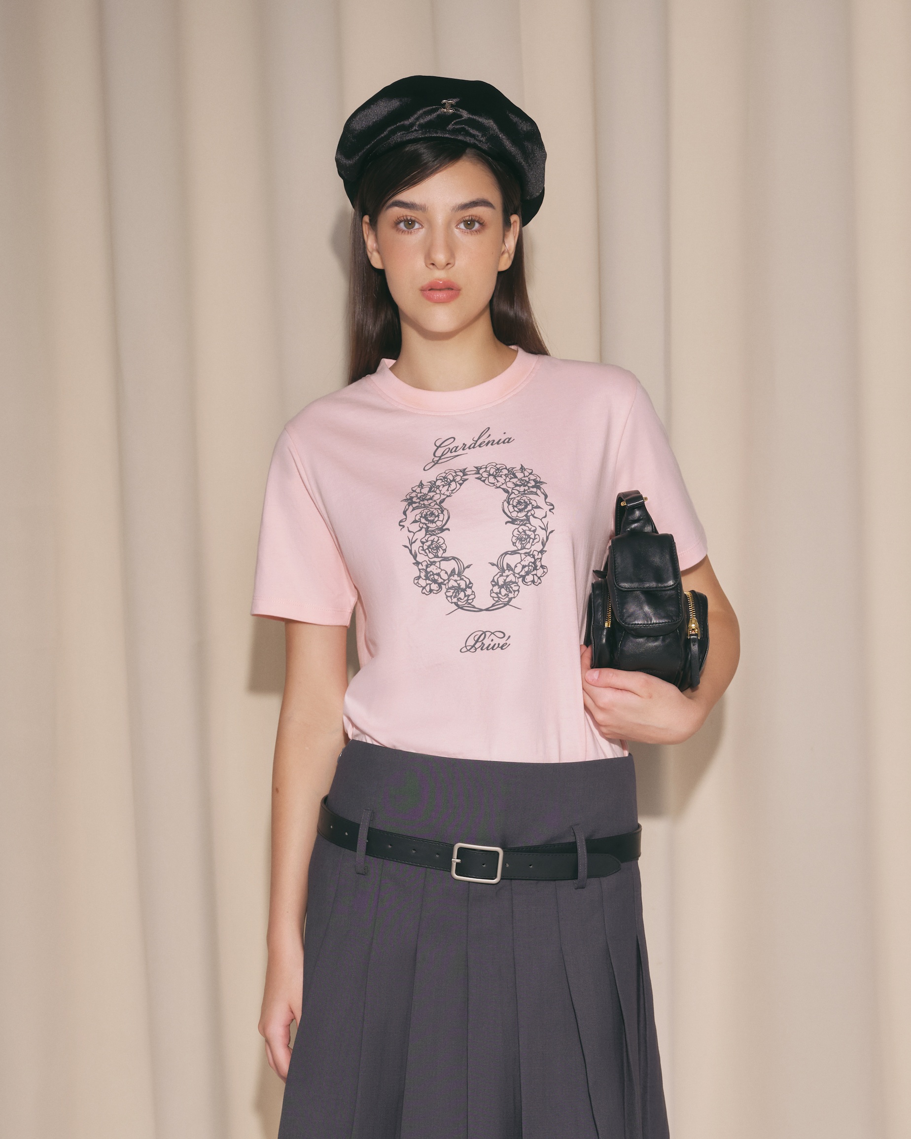 Dvrk - áo thun baby tee nữ họa tiết royal laurel -dvrk-23fw