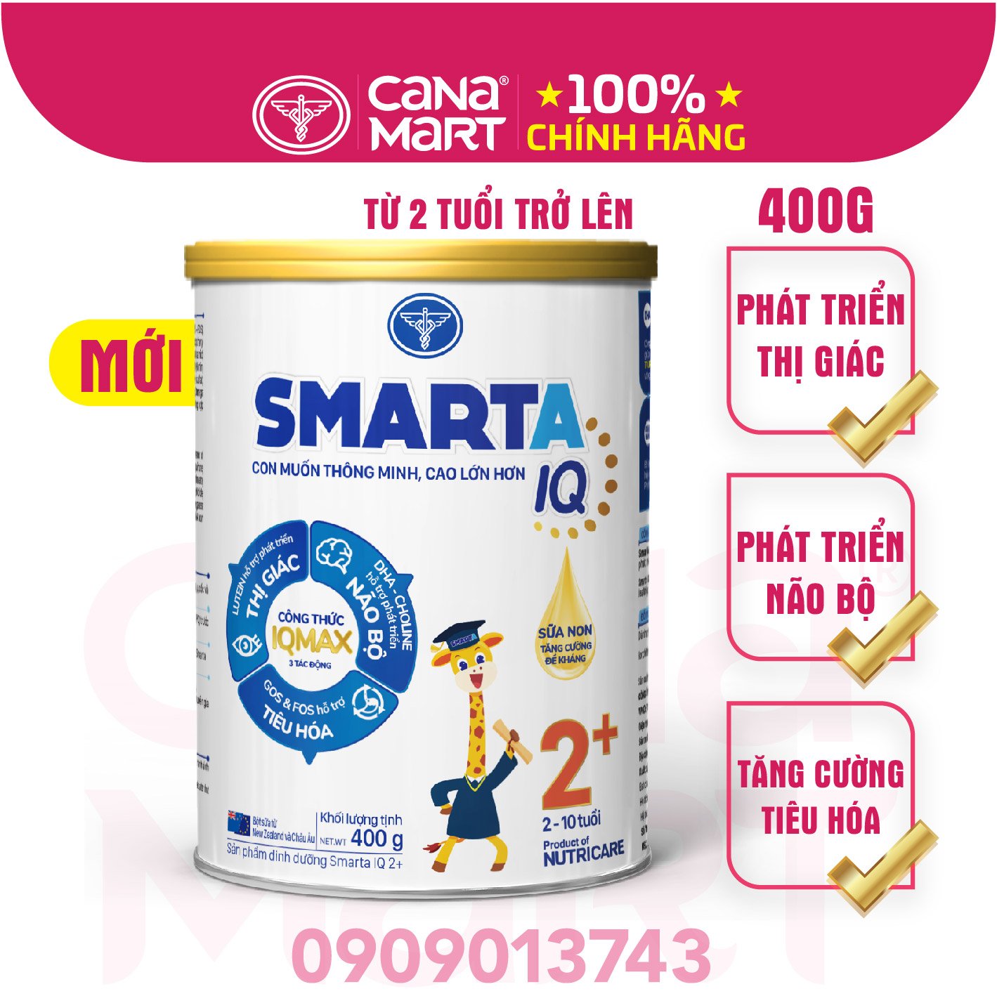 Sữa bột Nutricare Smarta IQ 2+ giúp trẻ phát triển trí não