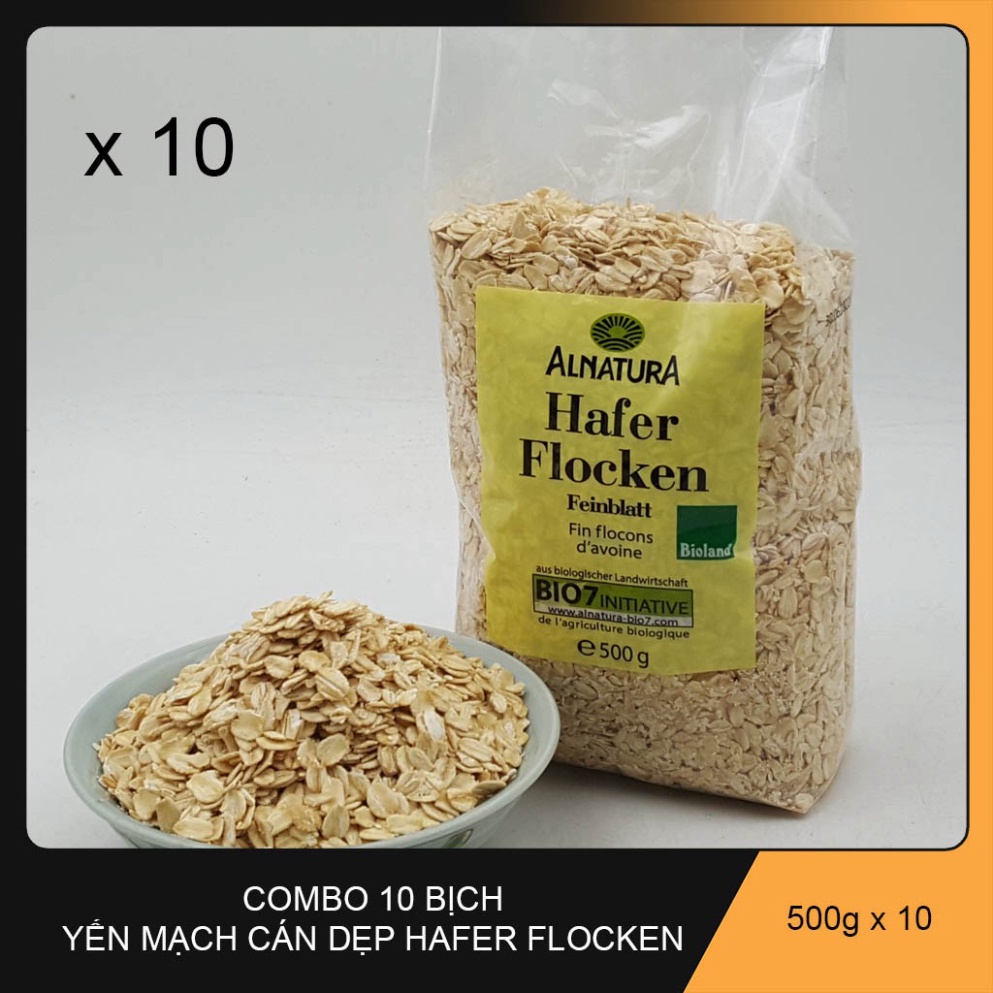 Combo 10 gói 500gr yến mạch hafer cán dẹt của đức hàng chuẩn date mới