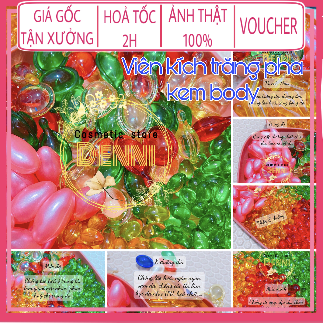 Combo 100 viên tẩy kích trắng nhiều màu sắc pha kem body