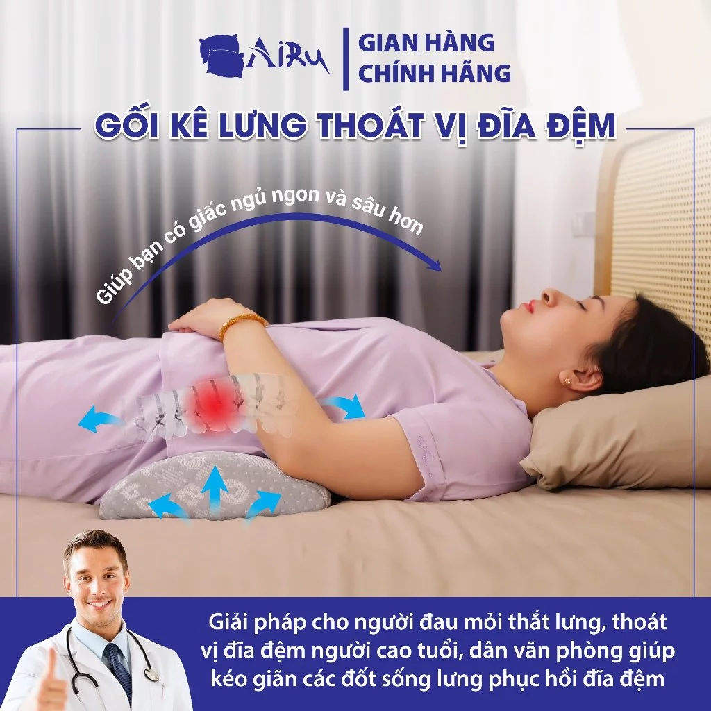 Gối kê lưng thoát vị đĩa đệm AIRU hàng công ty
