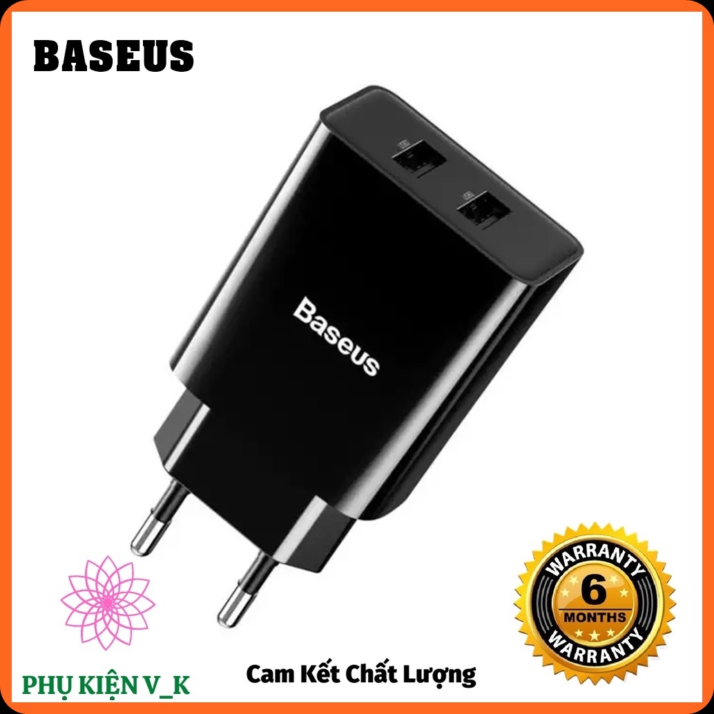 Củ sạc baseus speed mini dual u 10.5w, sạc nhanh 2.1a 10.5w, chống cháy nổ - chính hãng