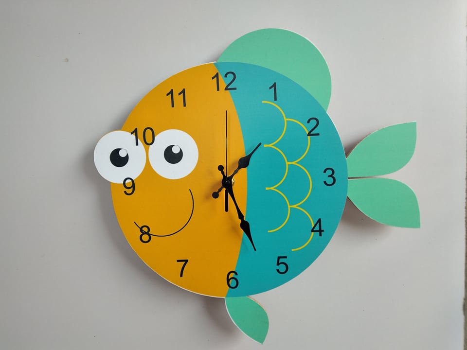 ( Freeship Max ) Đồng hồ kim trôi treo tường hình con cá ngộ nghĩnh cho trẻ em