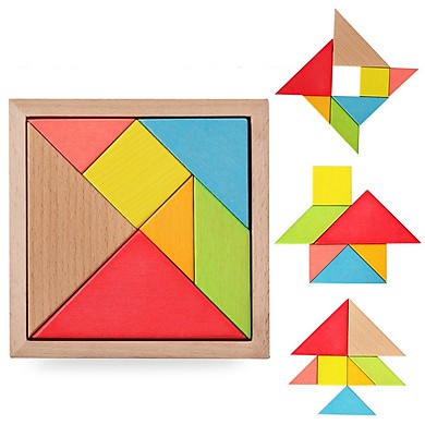 Tangram - xếp hình trí uẩn hàng đẹp size to 18cm - bộ ghép hình bằng gỗ thông minh cho bé
