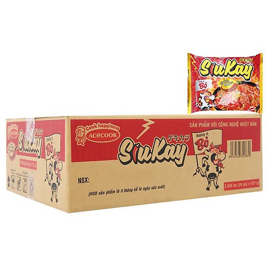 Thùng 24 gói mì Siukay 7 cấp độ