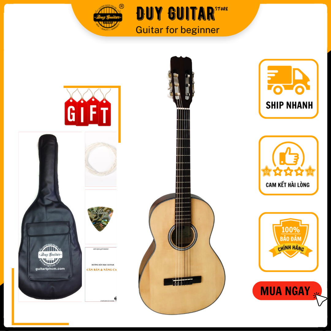 Đàn guitar classic mini DVE70C size 3/4  đàn ghita âm thanh tốt dành cho trẻ em + Tặng giá trình, Bao da phụ kiện đàn guitar