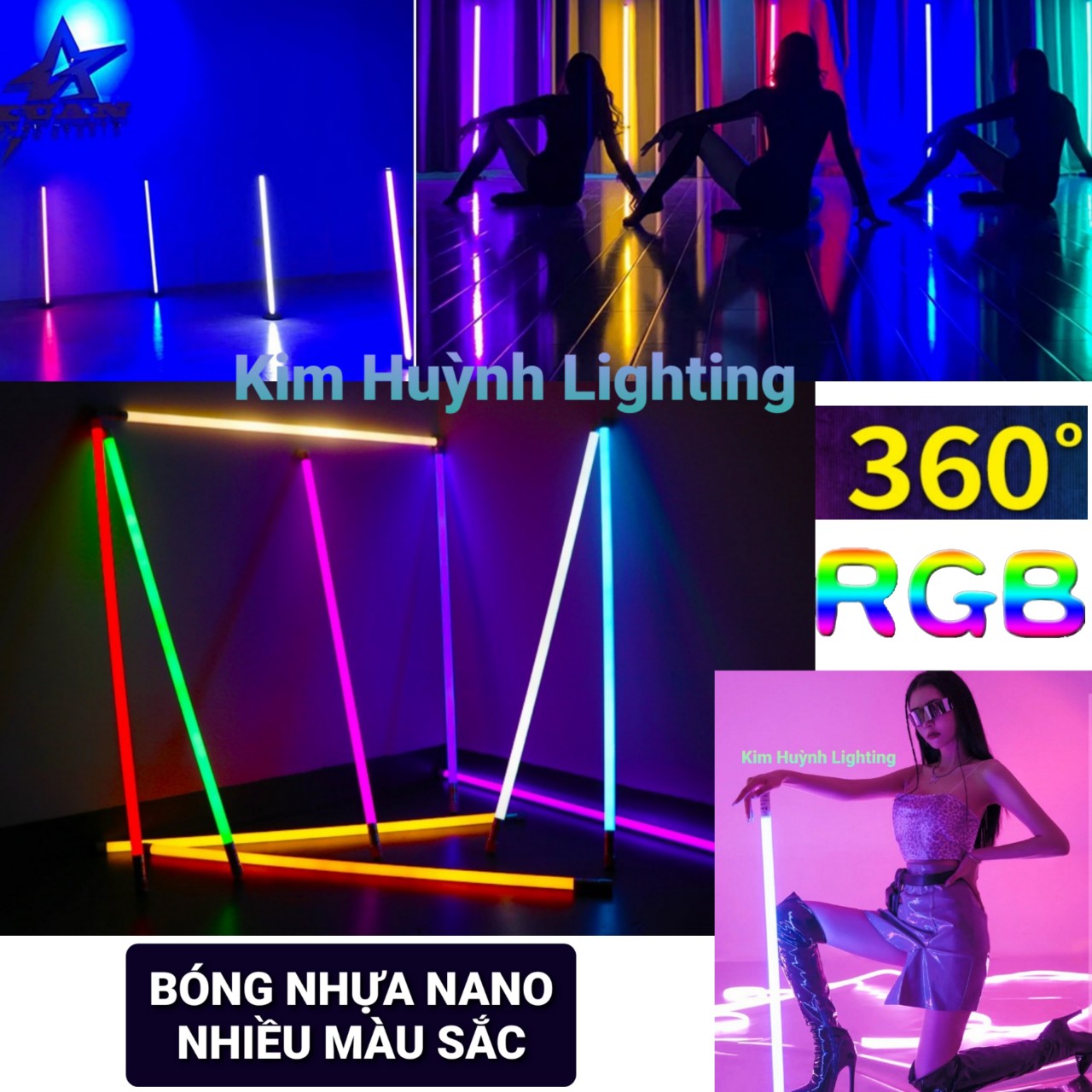 Bóng led nhựa T8 nhiều màu, quay Tiktok, đèn hắt, trang trí quán (cắm điện 220V)