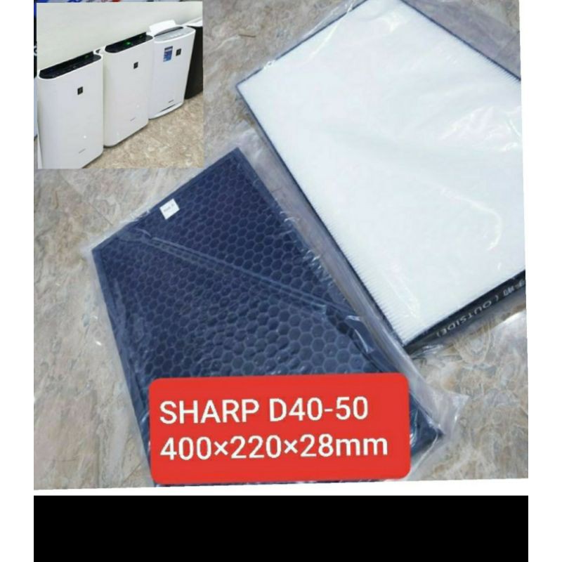 Combo màng hepa+than hoat tinh sharp d50 kích thước 400×220×28mm