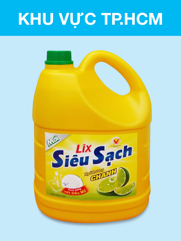 Nước rửa chén Lix Siêu sạch hương Chanh can 3kg6
