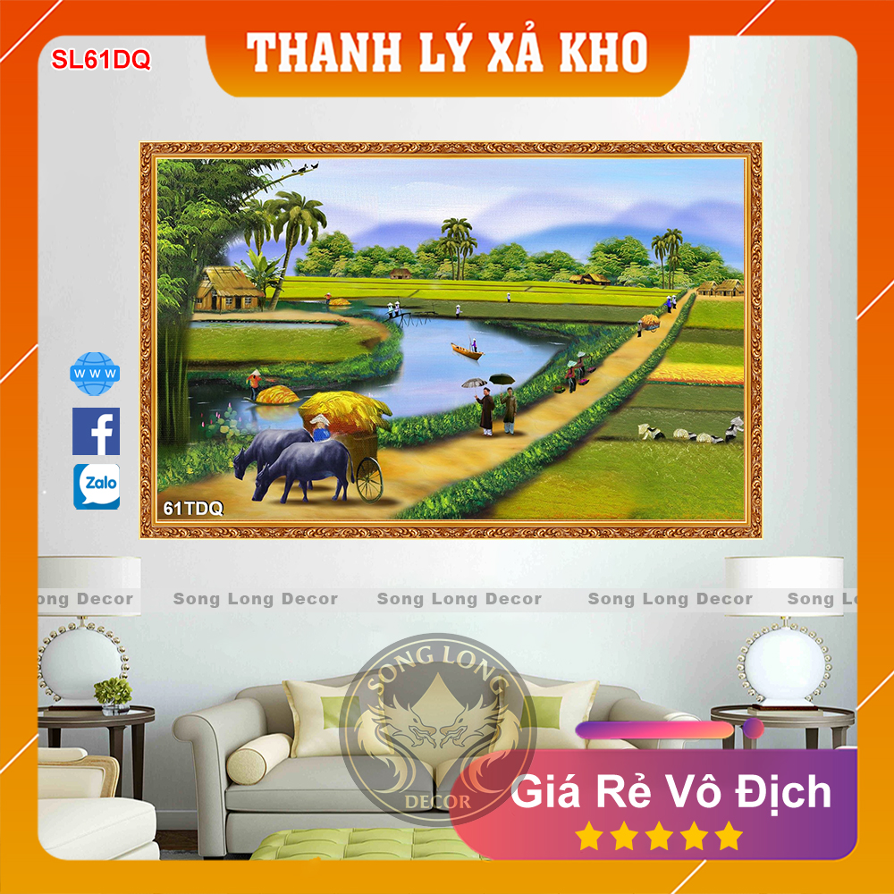 Tranh Dán Tường Làng Quê Việt Nam - SL61DQ-Tranh 3d Đồng quê - Song Long Decor