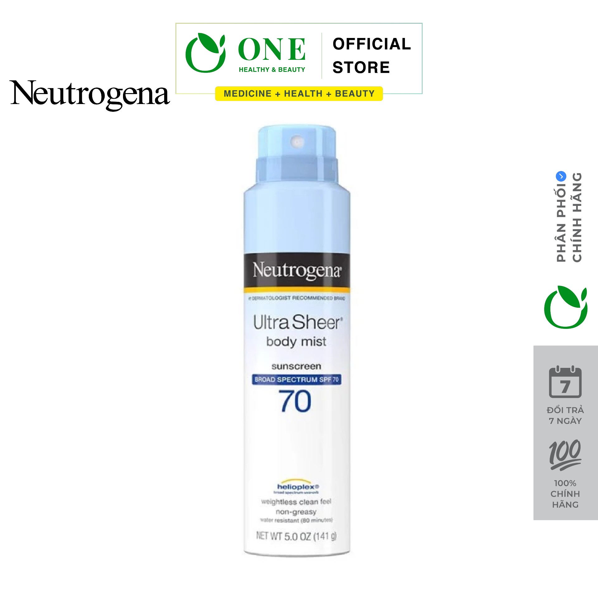 Xịt chống nắng neutrogena ultra sheer spf 70 141g