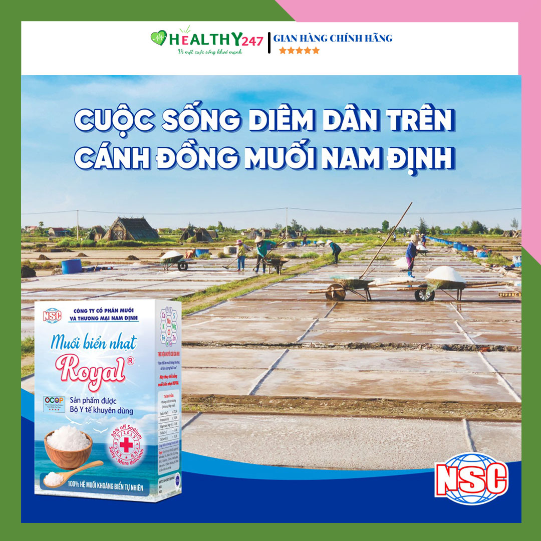 Combo 10 Bịch Muối biển nhạt Royal muối Nam Định tốt cho sức khỏe Healthy247 người tiểu đường nên dùng