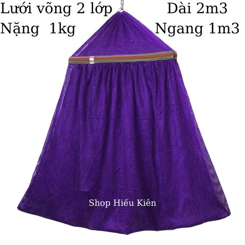 Võng lưới 2 lớp size 2m3 x 1m3 , cán thép 57cm , lưới võng người lớn dưới 60 kg