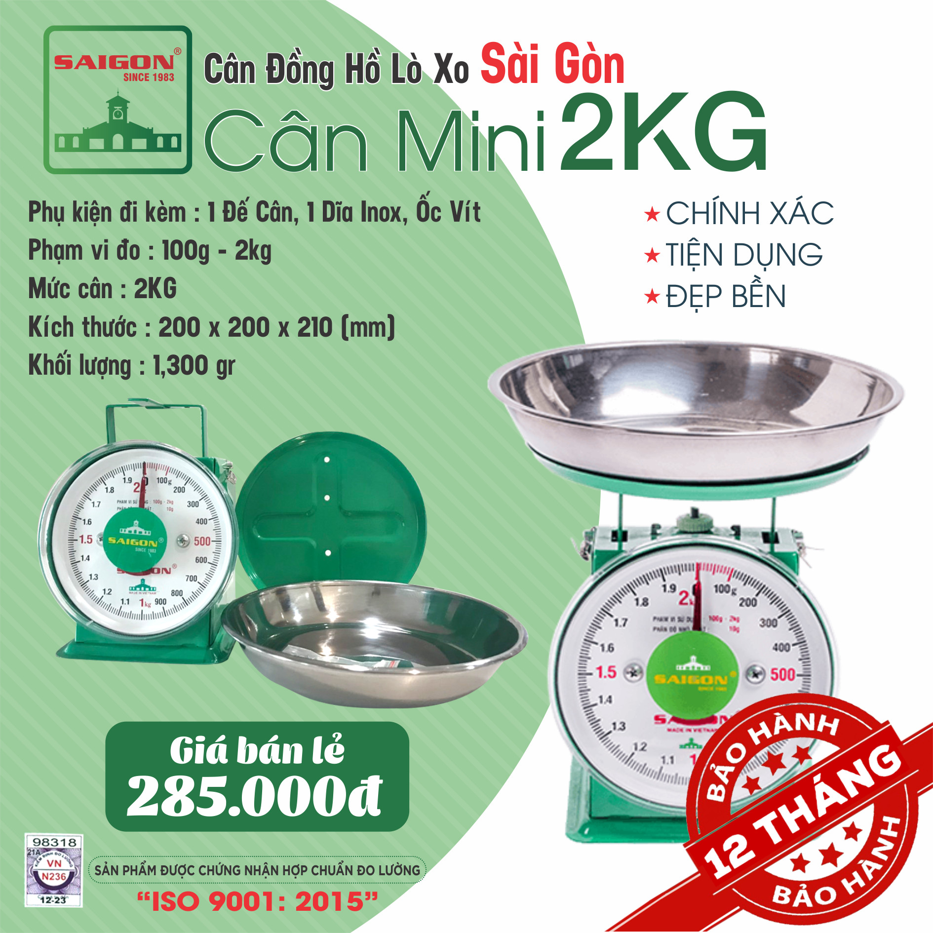 Cân 1 kg/ 2 kg bảo hành 12 tháng