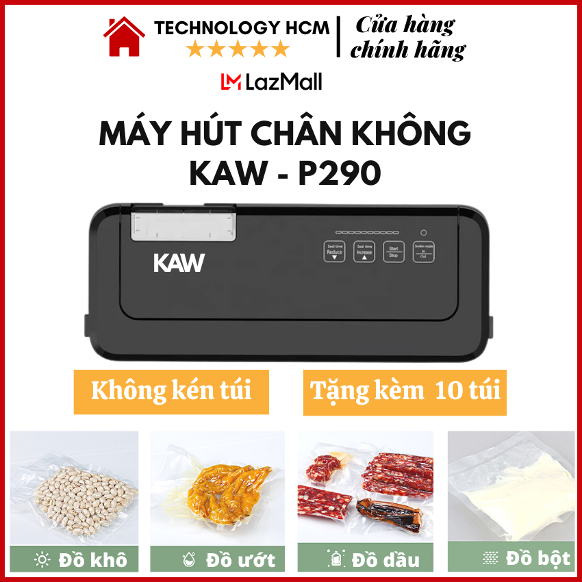 Máy Hút Chân Không Thực Phẩm Gia Đình, Máy hút chân không không kén túi KAW - Hàn tự động, hút được mọi loại túi, lực hút cực mạnh