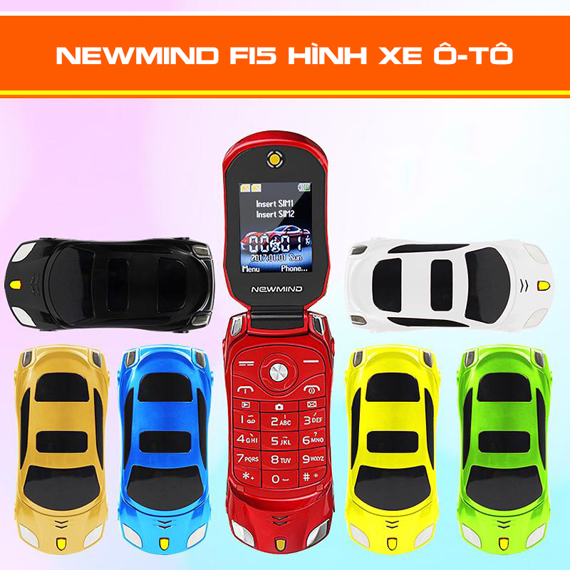 Điện thoại độc đáo Newmind F15 nắp gập hình xe hơi 2 sim 2 sóng đèn LED siêu đẹp