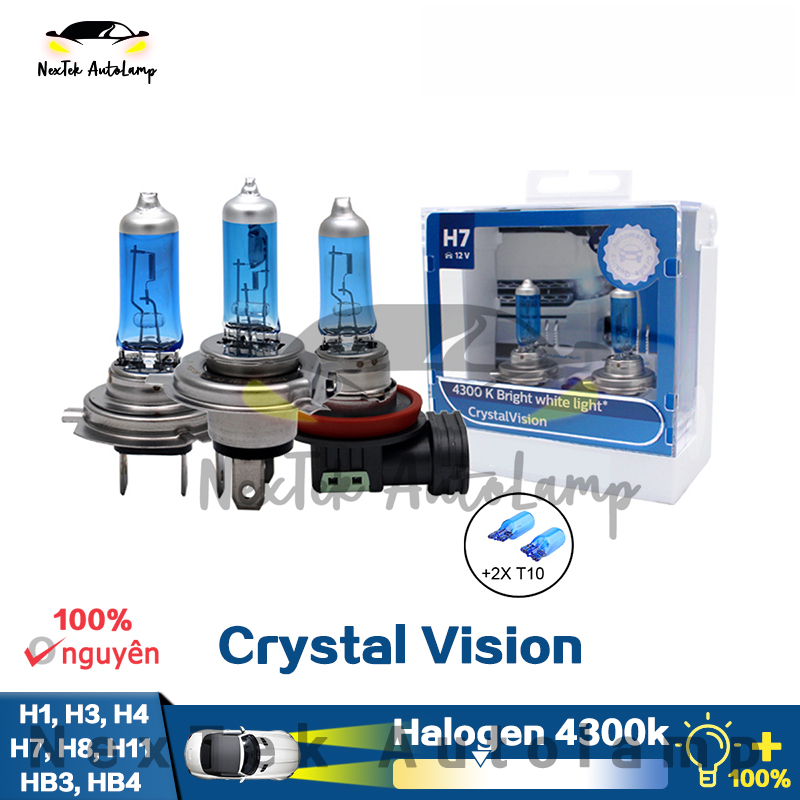 For philips crystal vision h1 h3 h4 h7 h8 h11 hb3 hb4 12v 4300k ấm trắng ánh sáng xe halogen đèn pha xe