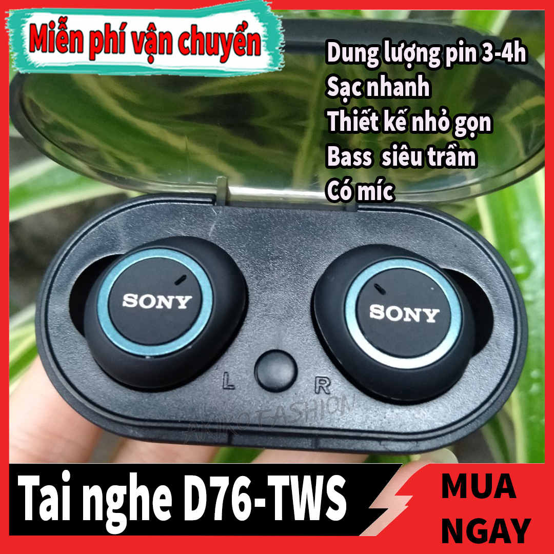 Tai Nghe Bluetooth D76 TWS Tự động kết nối Chống ồn kèm cốc sạc 500mAh Pin 3-4h-Chống Thấm Nước Chống Bụi Dùng Cho Mọi Điện Thoại samsung,oppo.xiaomi...
