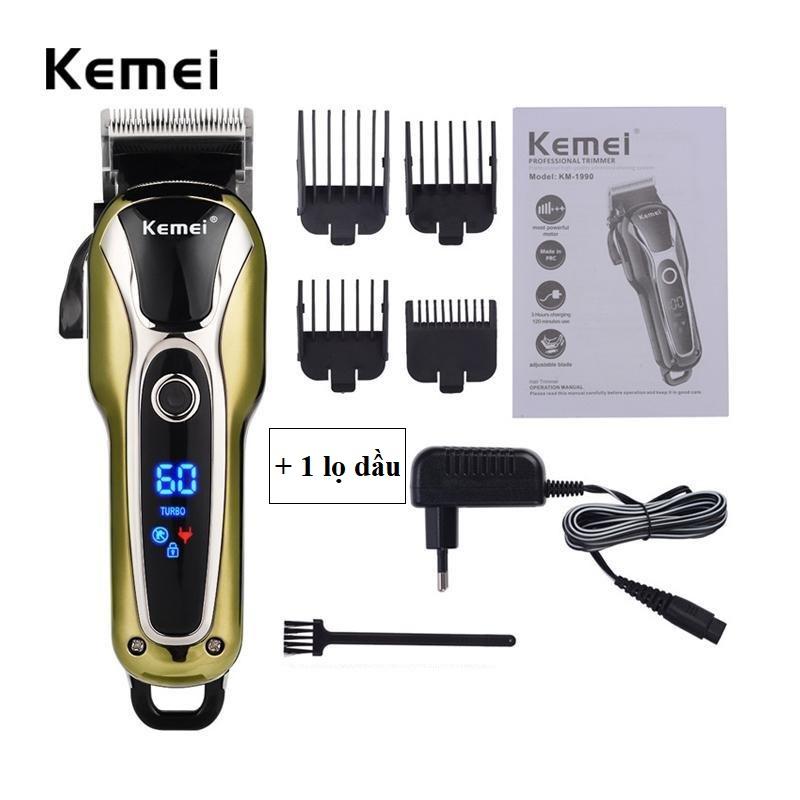 Tông đơ cắt tóc nam nữ trẻ con ,trẻ em Tông Đơ Cắt Tóc Không Dây Chuyên Nghiệp Kemei KM-1995 -Tặng kéo cắt tóc +1 lọ dầu vệ sinh máy +4 cữ căn độ dài